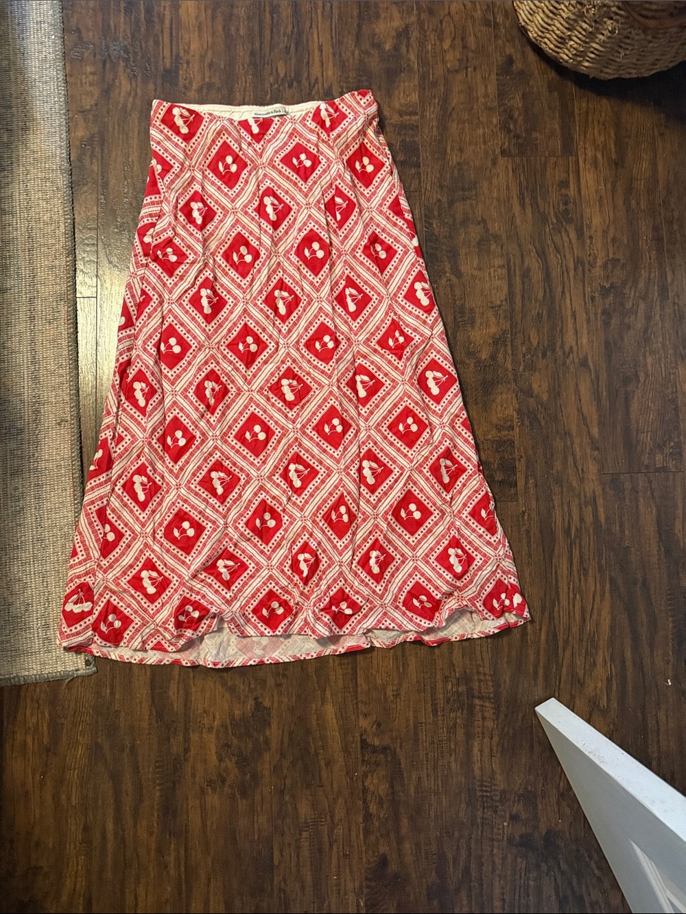 Red Patterned A-Line Women’s Skirt